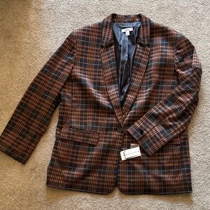 Bar III Brown and Black Checkered Blazer